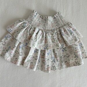 Jamie Kay Cream Floral & Cat Smocked Tiered Skirt
